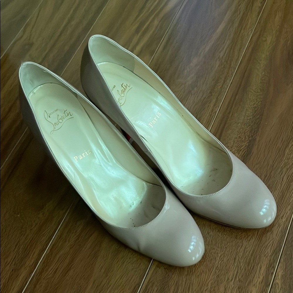 Christian Louboutin Blush Patent Leather Round-Toe Pumps